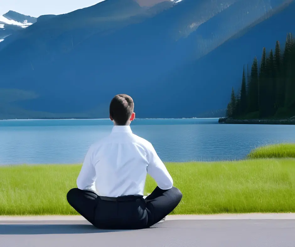 An image of a man practicing mindfulness  