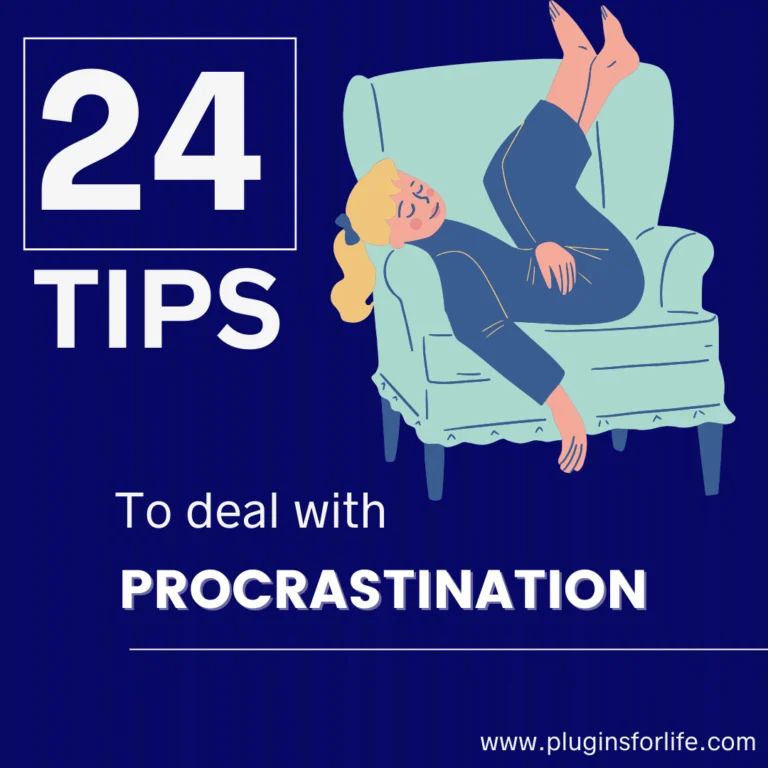 image of infographic showing 24 tips to deal with procrastination