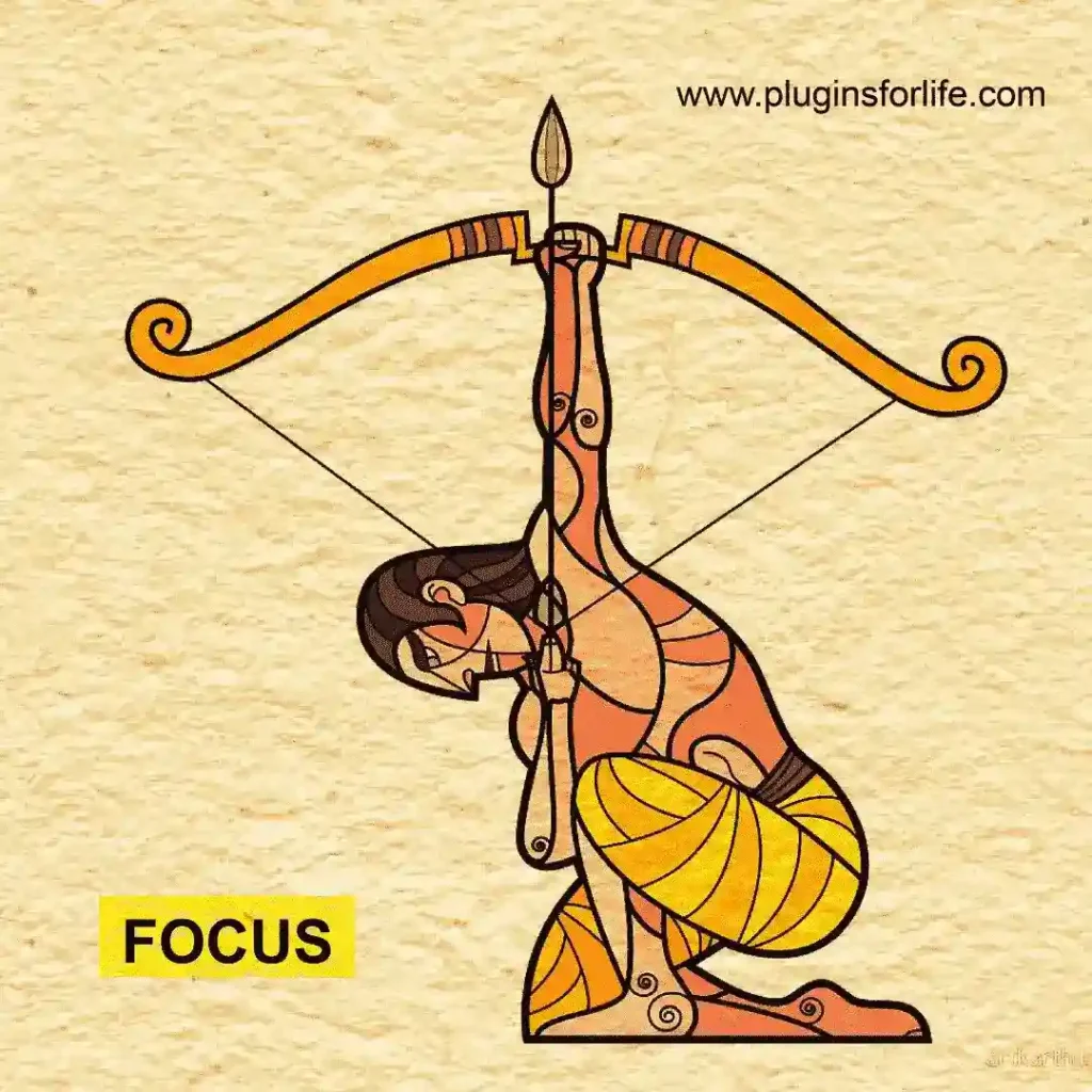 an image of arjun with bow and arrow  suggesting Stop procrastinating